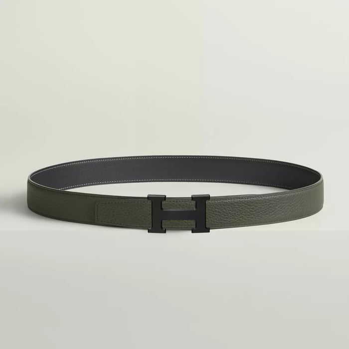 H Belt Buckle & Reversible Leather Strap 32 MM