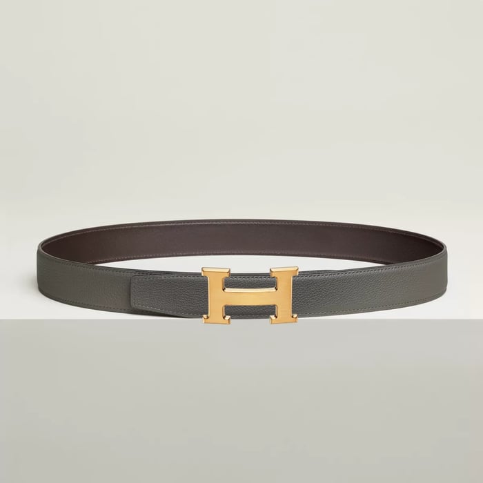 H Belt Buckle & Reversible Leather Strap 32 MM