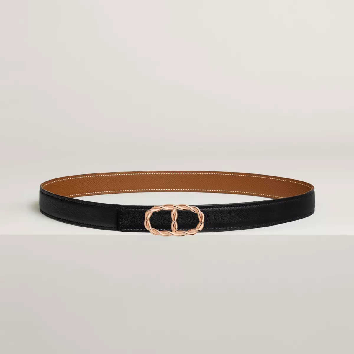 Maillon Torsade belt buckle & Reversible leather strap 24 mm