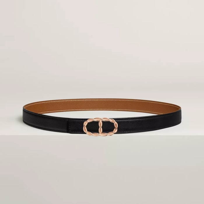 Maillon Torsade belt buckle & Reversible leather strap 24 mm