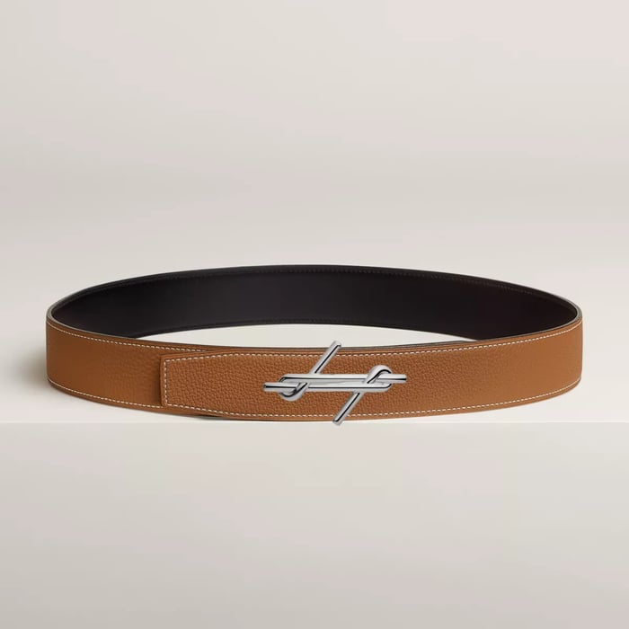 H Noue Belt Buckle & Reversible Leather Strap 38 MM
