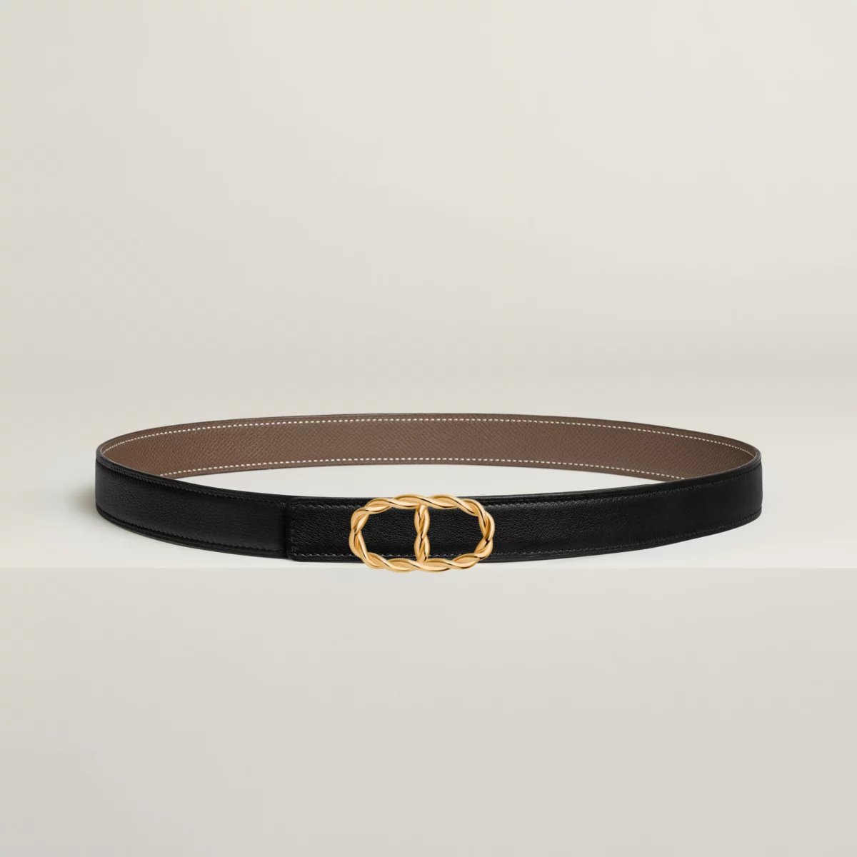 Maillon Torsade belt buckle & Reversible leather strap 24 mm
