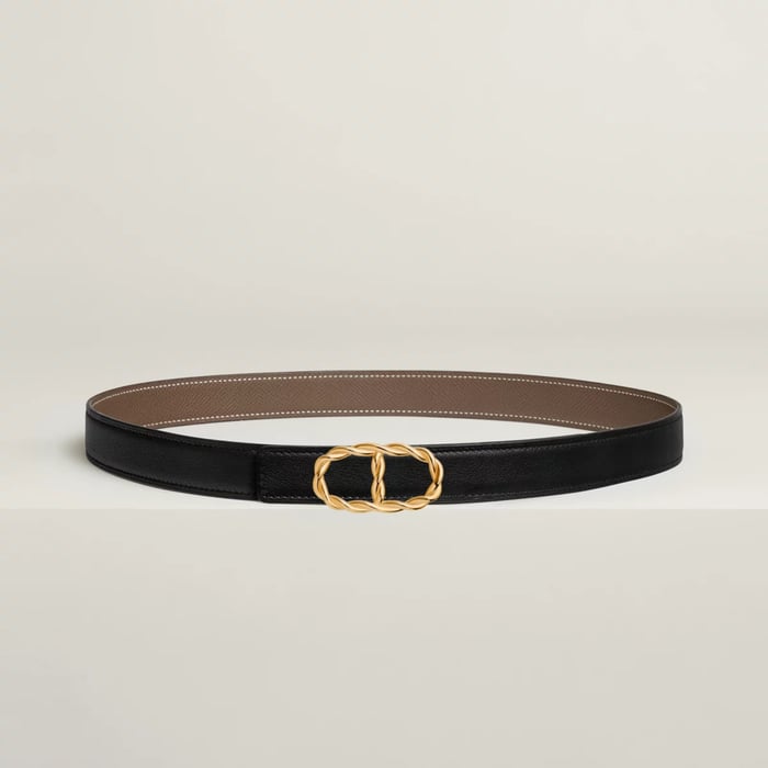 Maillon Torsade belt buckle & Reversible leather strap 24 mm