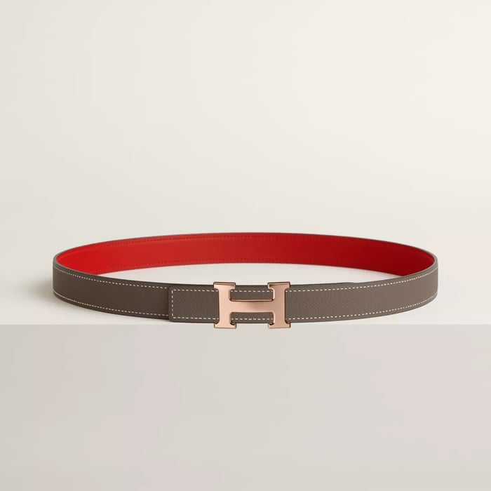 Boucle De Ceinture Mini H & Cuir De Ceinture Réversible 24 MM