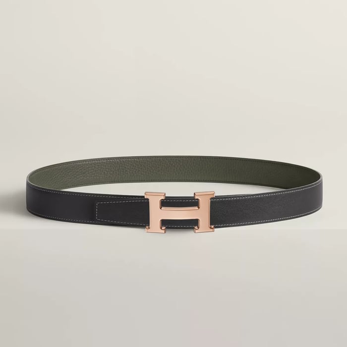 H Belt Buckle & Reversible Leather Strap 32 MM
