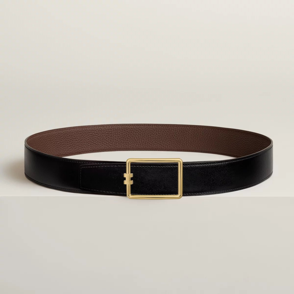 Tube H belt buckle & Reversible leather strap 38 mm
