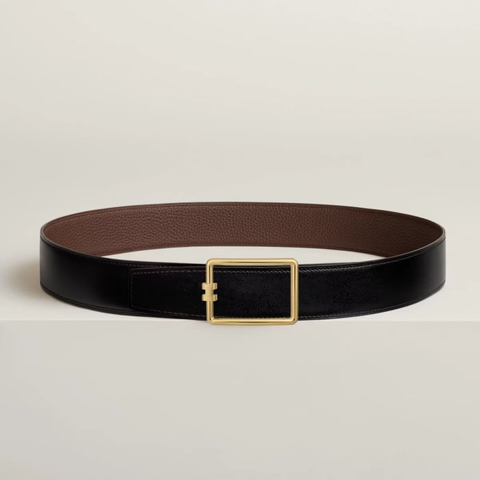 Tube H Belt Buckle & Reversible Leather Strap 38 MM