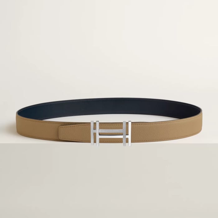 H Au Carre Belt Buckle & Reversible Leather Strap 32 MM