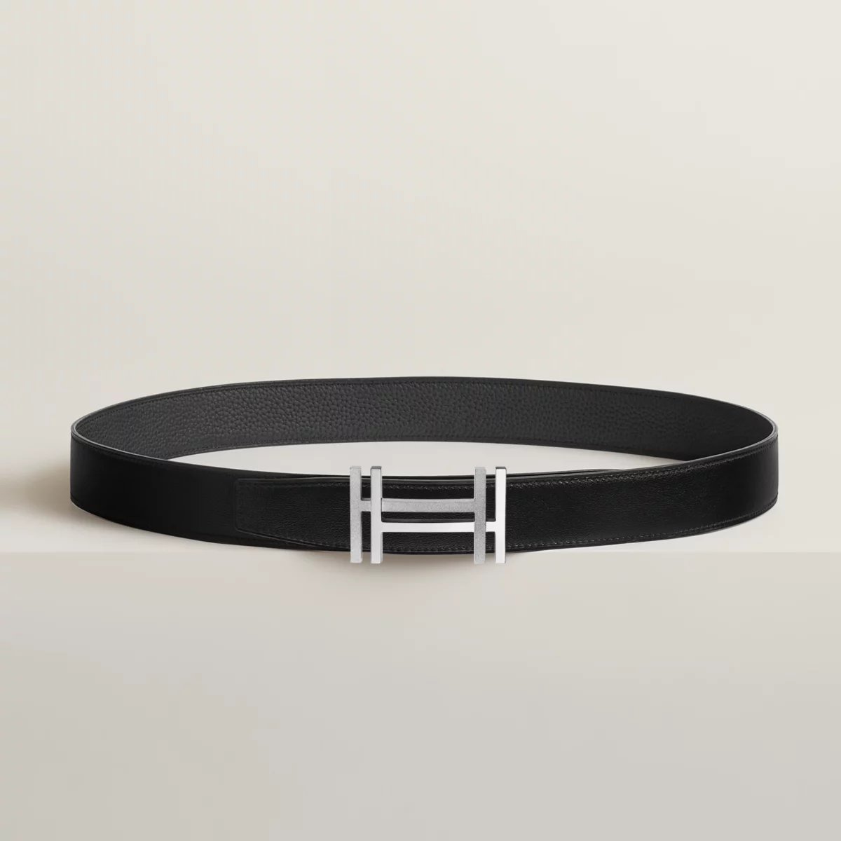 H au Carre belt buckle & Reversible leather strap 32 mm
