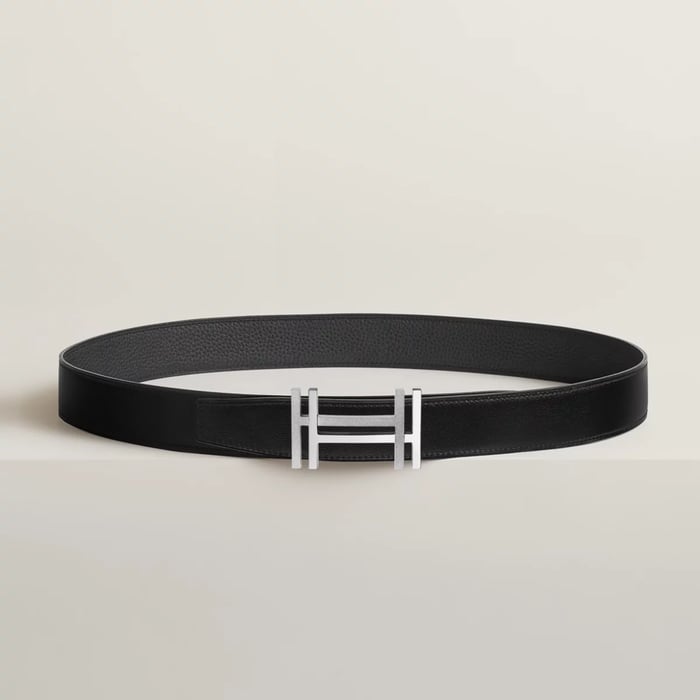 H Au Carre Belt Buckle & Reversible Leather Strap 32 MM