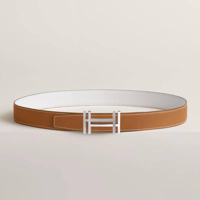 H Au Carre Belt Buckle & Reversible Leather Strap 32 MM