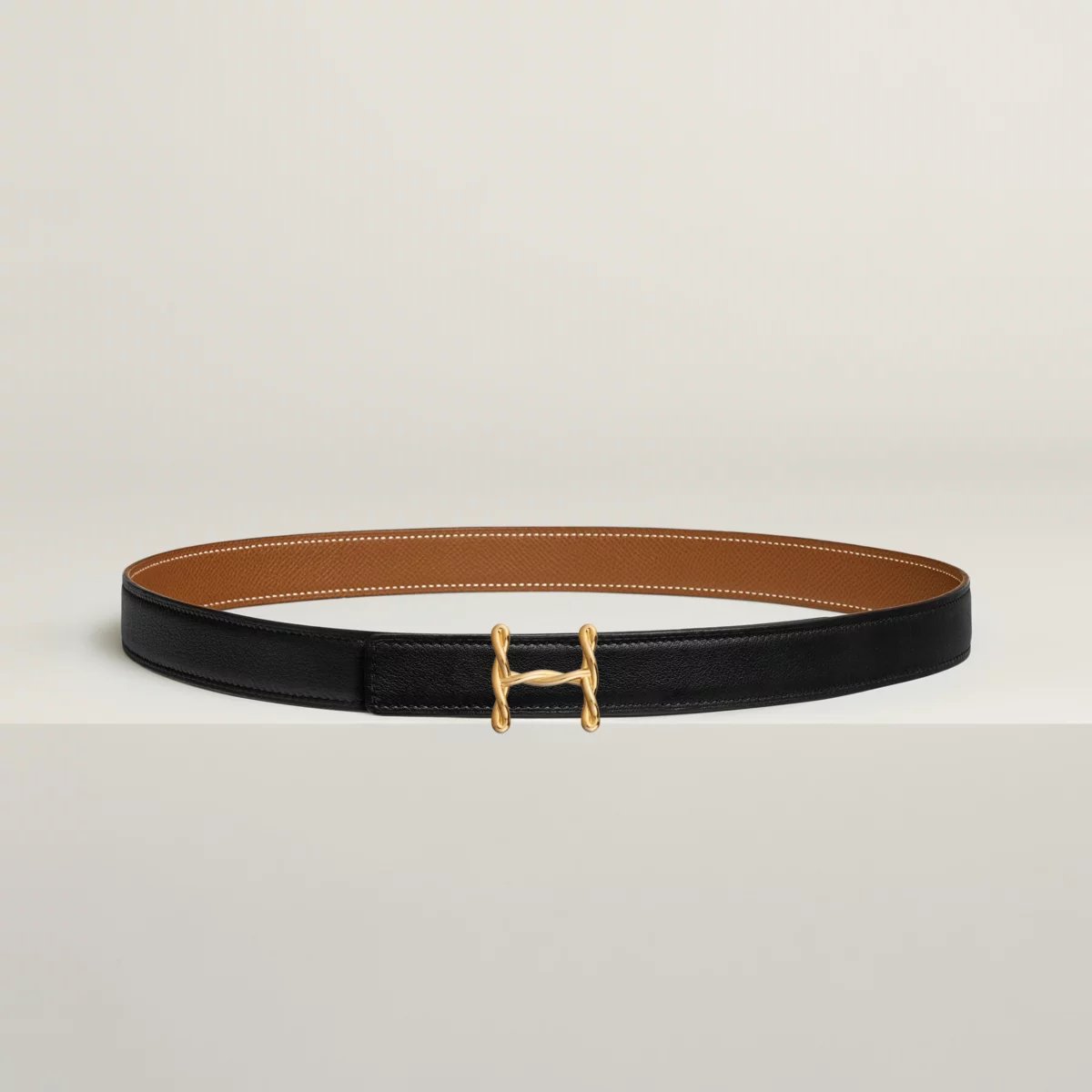 H Torsade belt buckle & Reversible leather strap 24 mm