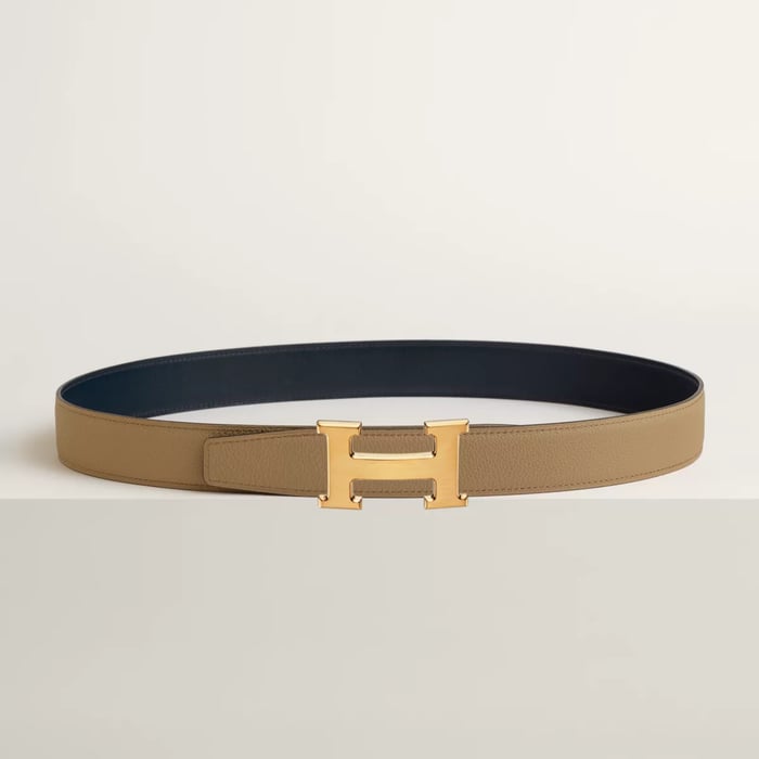 H Belt Buckle & Reversible Leather Strap 32 MM