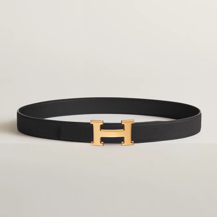 H Belt Buckle & Reversible Leather Strap 32 MM