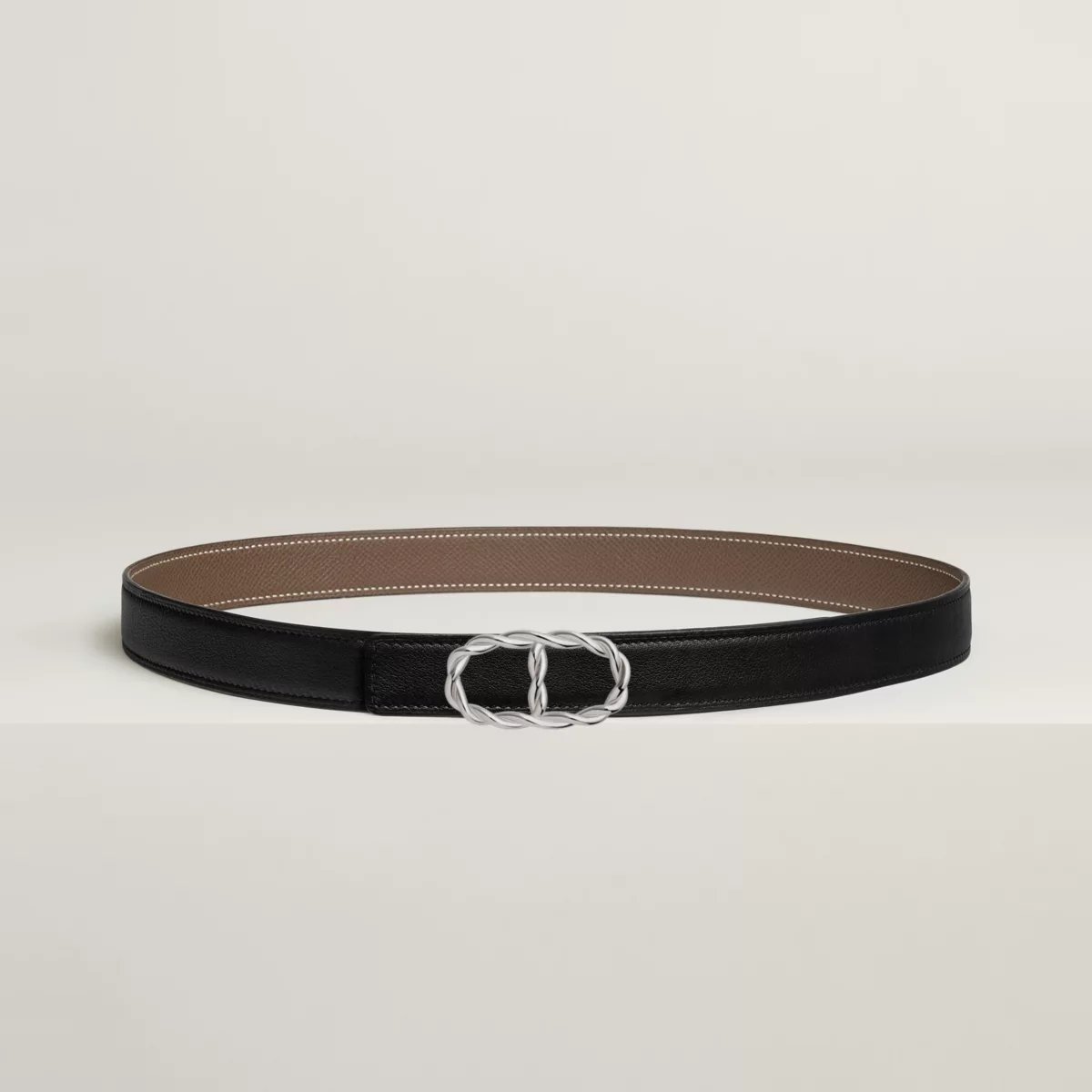Maillon Torsade belt buckle & Reversible leather strap 24 mm