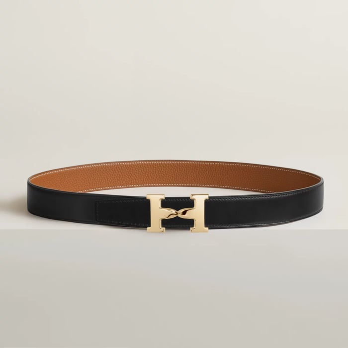 H Twist Belt Buckle & Reversible Leather Strap 32 MM