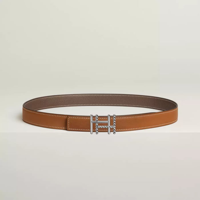 H au Carre Twist belt buckle & Reversible leather strap 24 mm