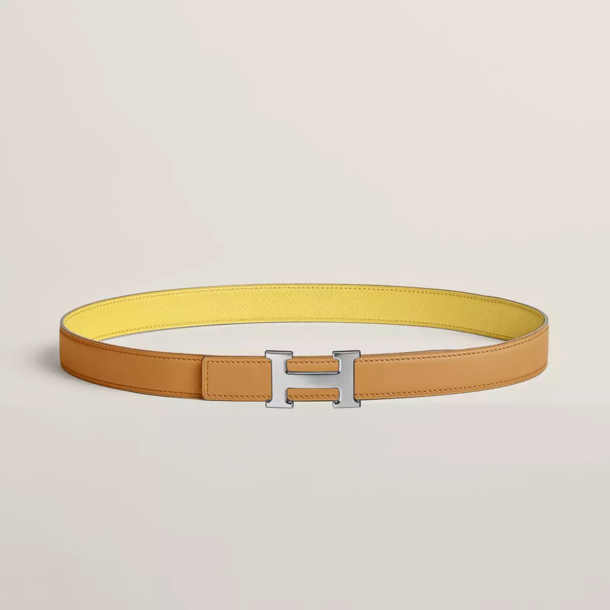 Mini H belt buckle & Reversible leather strap 24 mm