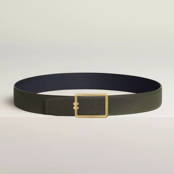 Tube H Belt Buckle & Reversible Leather Strap 38 MM