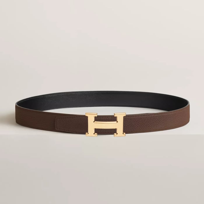 H Striee Belt Buckle & Reversible Leather Strap 32 MM