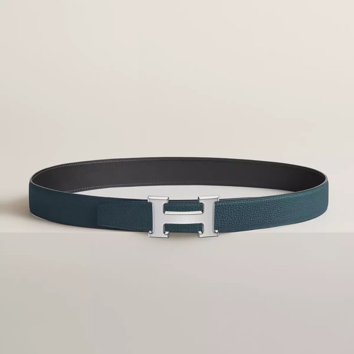 H Belt Buckle & Reversible Leather Strap 32 MM