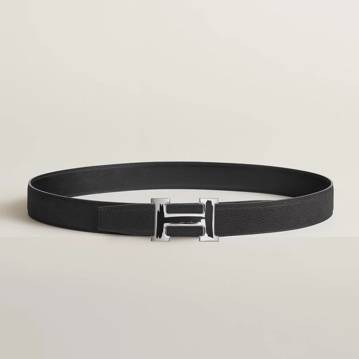 Brush Belt Buckle & Reversible Leather Strap 32 MM