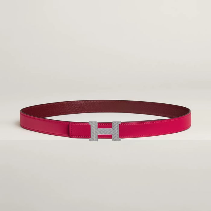Mini Constance Guillochee belt buckle & Reversible leather strap 24 mm