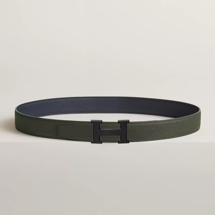 H Belt Buckle & Reversible Leather Strap 32 MM
