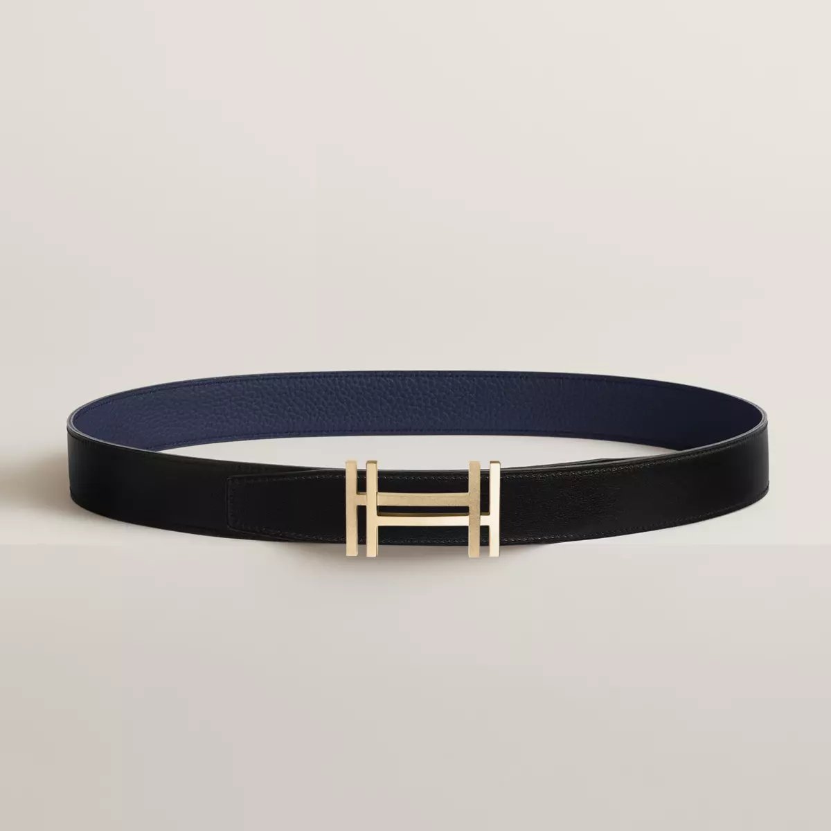 H au Carre belt buckle & Reversible leather strap 32 mm