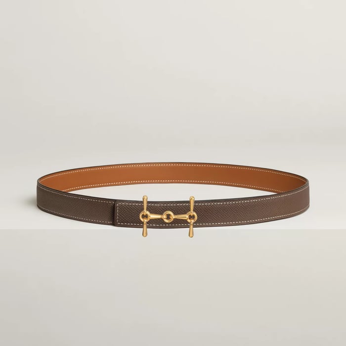 H Equestre Belt Buckle & Reversible Leather Strap 24 MM