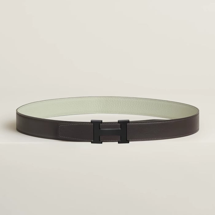 H Belt Buckle & Reversible Leather Strap 32 MM