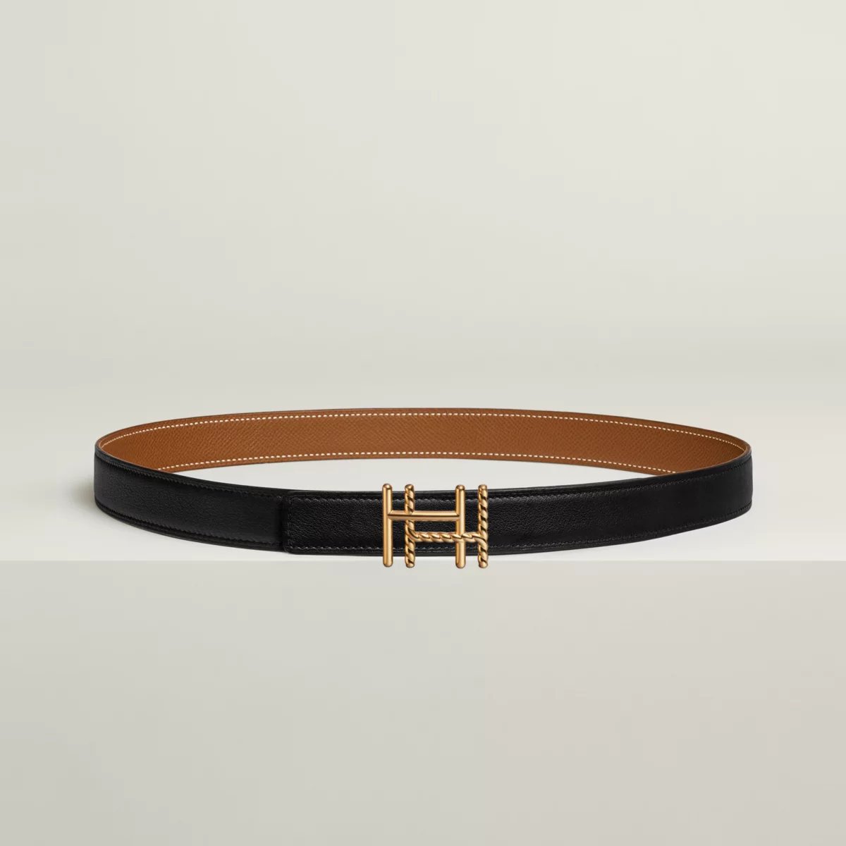 H au Carre Twist belt buckle & Reversible leather strap 24 mm