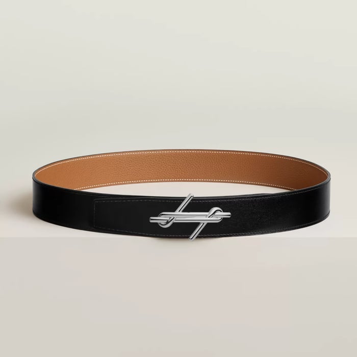 H Noue Belt Buckle & Reversible Leather Strap 38 MM