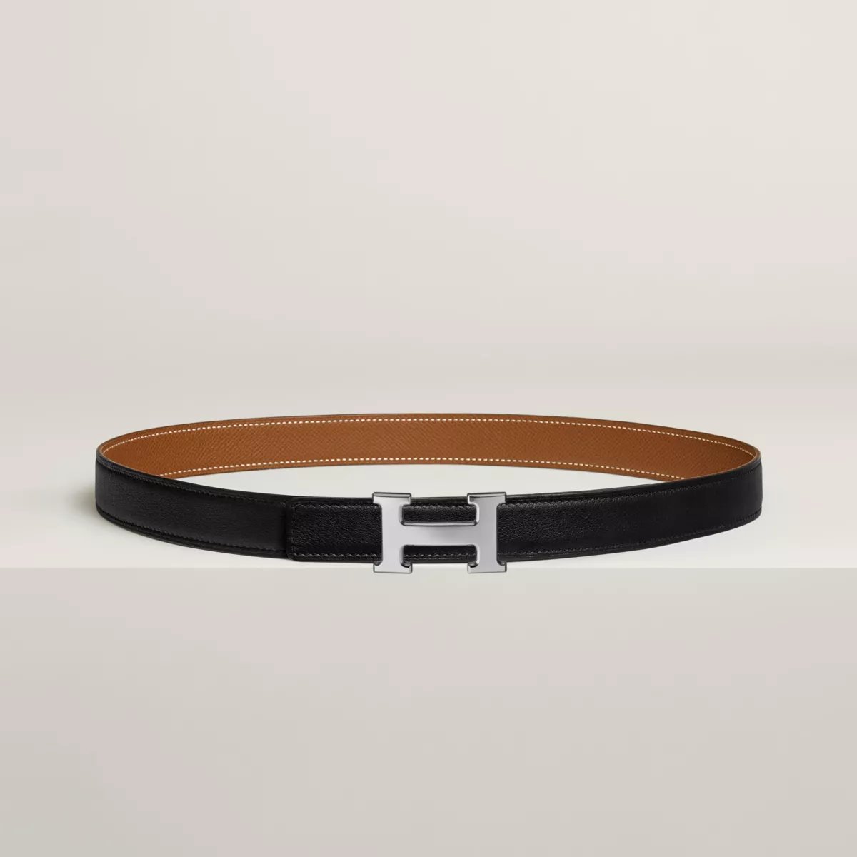 Mini H belt buckle & Reversible leather strap 24 mm