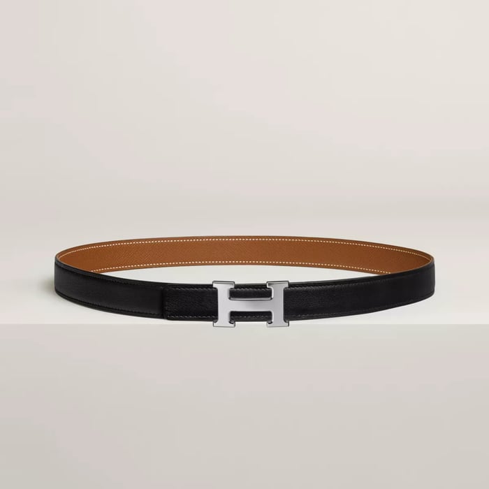Mini H belt buckle & Reversible leather strap 24 mm