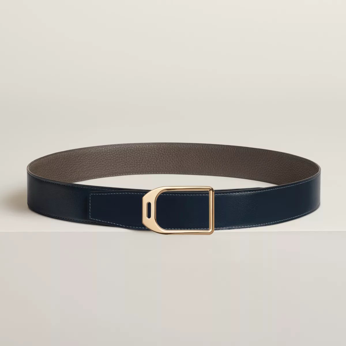 Jockey belt buckle & Reversible leather strap 38 mm