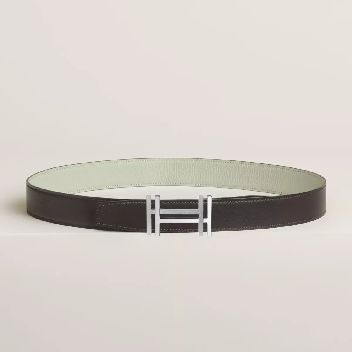H au Carre belt buckle & Reversible leather strap 32 mm