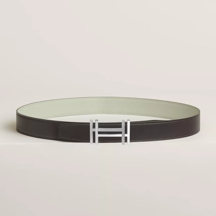 H Au Carre Belt Buckle & Reversible Leather Strap 32 MM