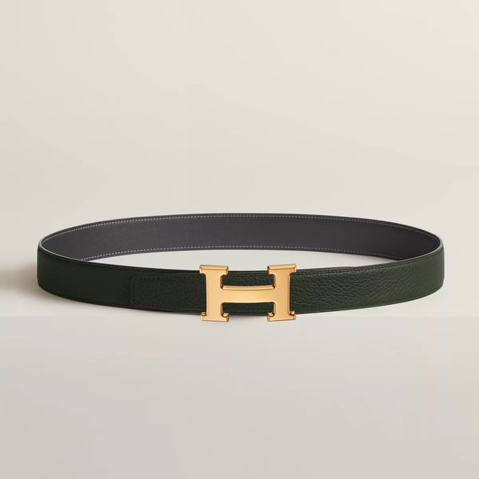 H Belt Buckle & Reversible Leather Strap 32 MM