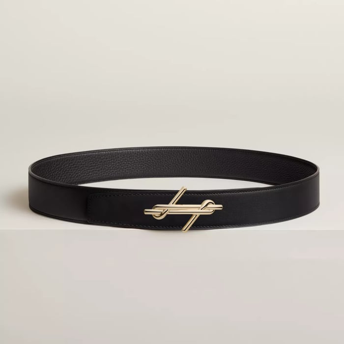 H Noue Belt Buckle & Reversible Leather Strap 38 MM