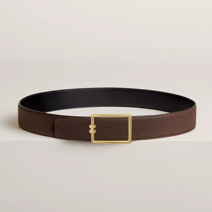 Tube H Belt Buckle & Reversible Leather Strap 38 MM