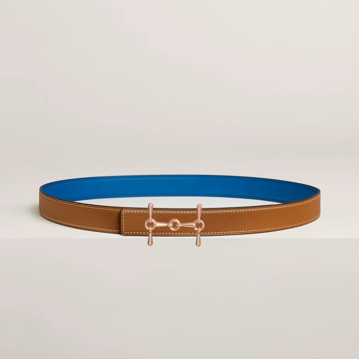 H Equestre Belt Buckle & Reversible Leather Strap 24 MM