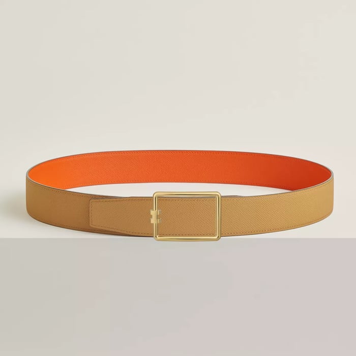 Tube H Belt Buckle & Reversible Leather Strap 38 MM