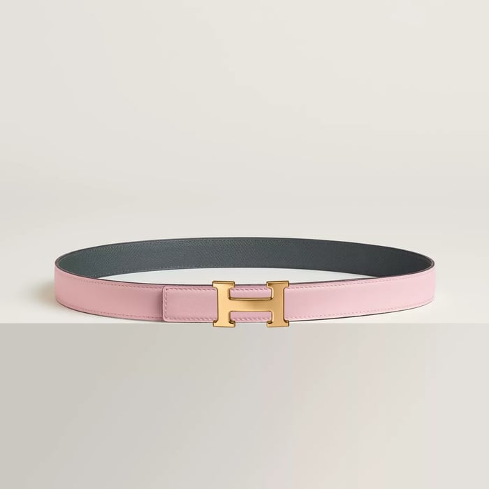 Mini H belt buckle & Reversible leather strap 24 mm