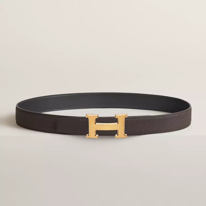 H Belt Buckle & Reversible Leather Strap 32 MM