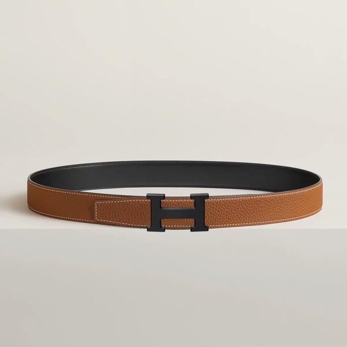 H Belt Buckle & Reversible Leather Strap 32 MM