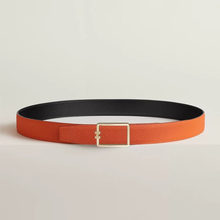 Tube H Belt Buckle & Reversible Leather Strap 32 MM