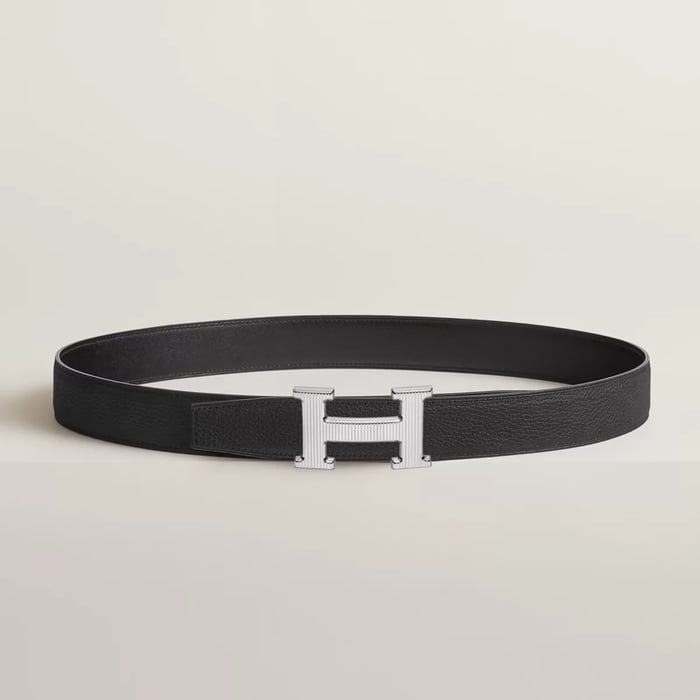 H Striee Belt Buckle & Reversible Leather Strap 32 MM