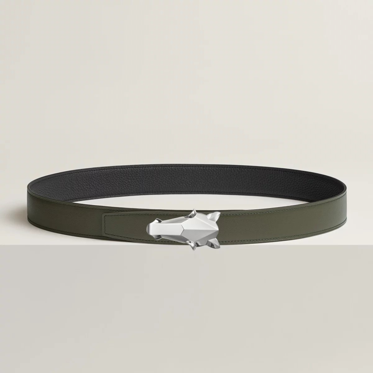 Destrier belt buckle & Reversible leather strap 32 mm