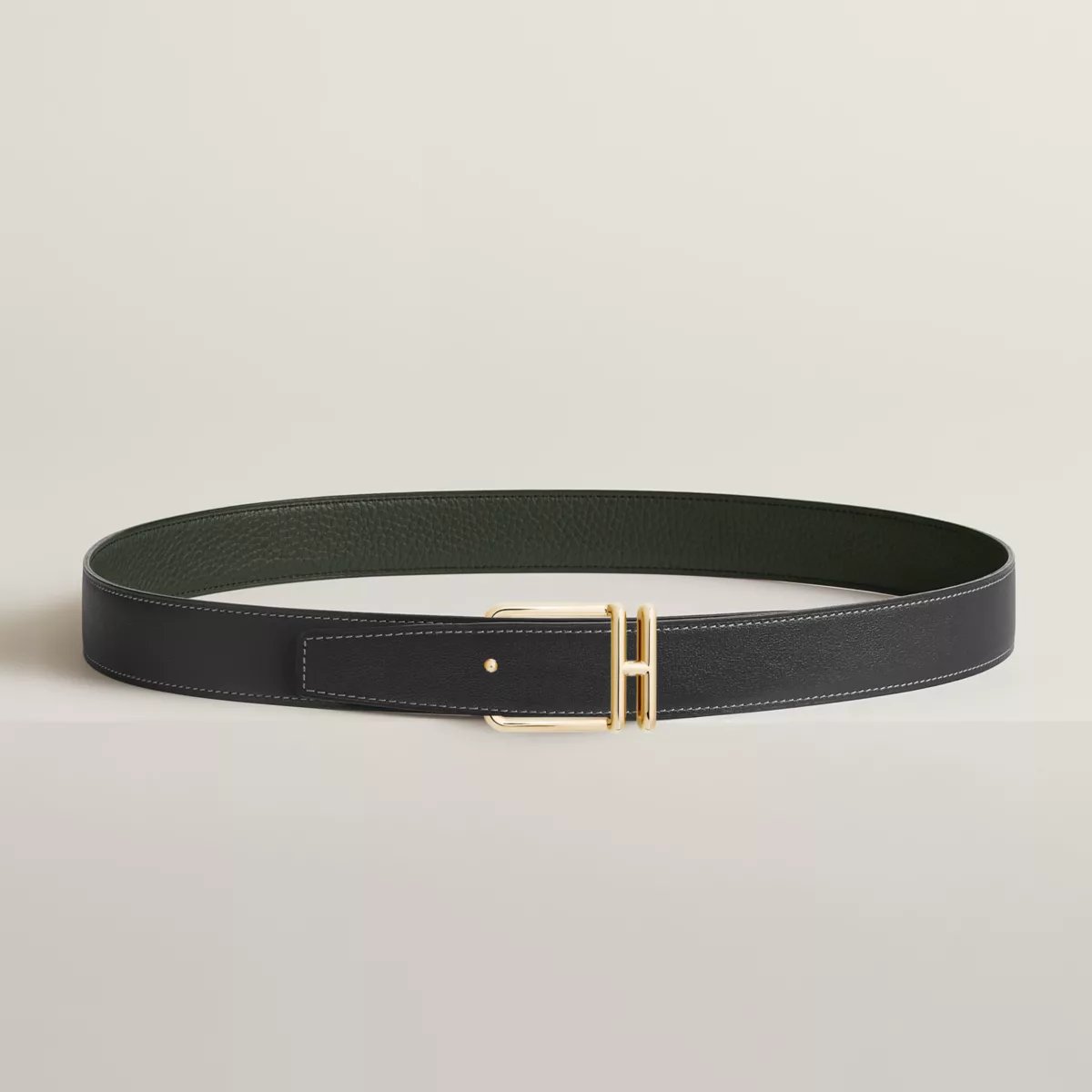 Volte-face reversible belt buckle & Reversible leather strap 32 mm